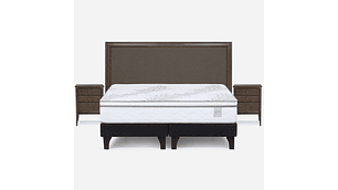 CAMA EUROPEA NEO PLUS KING BD + RESPALDO NOLITA CAFÉ+VELADOR