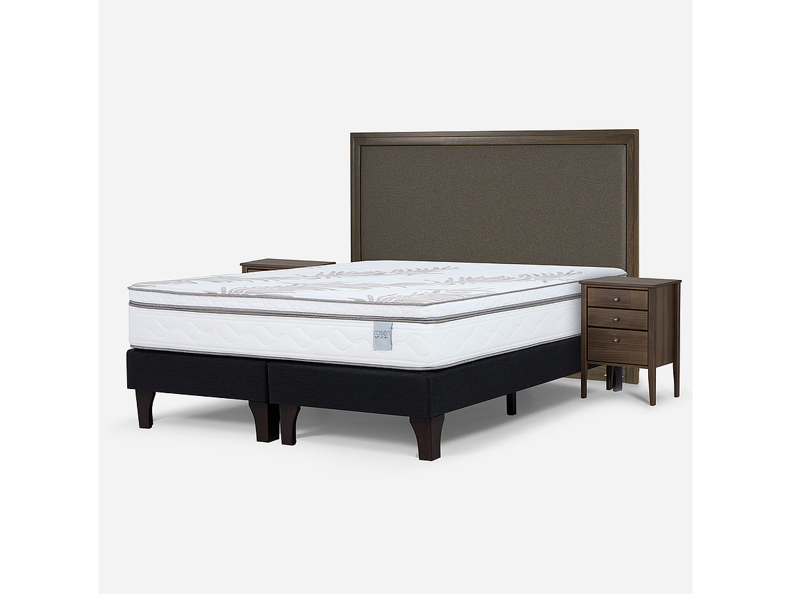 CAMA EUROPEA NEO PLUS KING BD + RESPALDO NOLITA CAFÉ+VELADOR 2