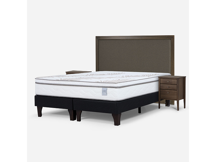 CAMA EUROPEA NEO PLUS KING BD + RESPALDO NOLITA CAFÉ+VELADOR 2