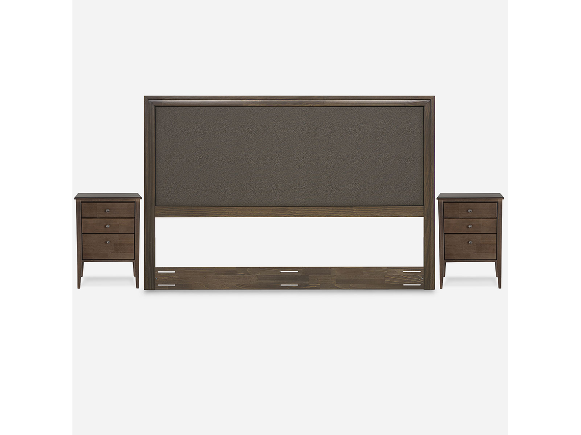 CAMA EUROPEA NEO PLUS KING BD + RESPALDO NOLITA CAFÉ+VELADOR 6