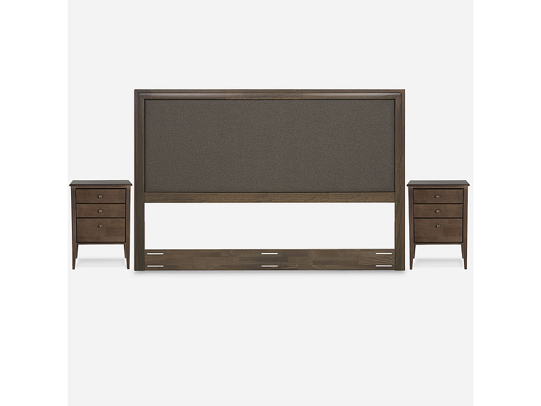 CAMA EUROPEA NEO PLUS KING BD + RESPALDO NOLITA CAFÉ+VELADOR 6