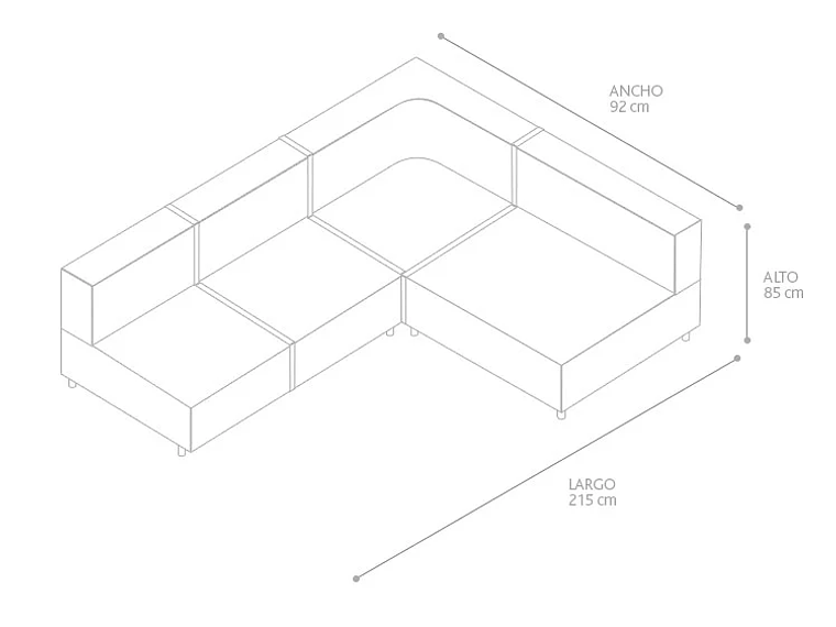 SOFÁ SECCIONAL ROSEN CARTER DERECHO 5 CUERPOS 3