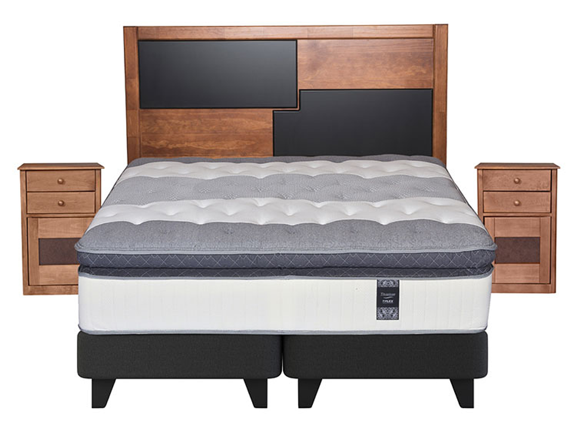 JUEGO DE DORMITORIO FLEX CAMA EUROPEA TITANIUM NEW BOX KING + SET COLONIA 2