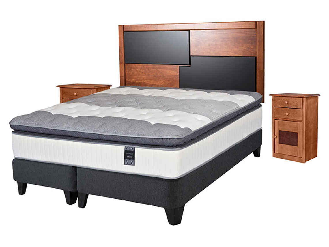 JUEGO DE DORMITORIO FLEX CAMA EUROPEA TITANIUM NEW BOX KING + SET COLONIA 3