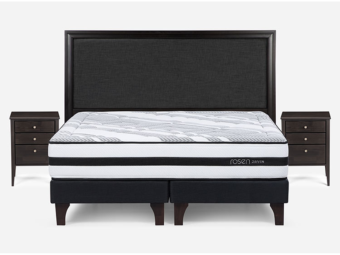 JUEGO DE DORMITORIO ROSEN CAMA EUROPEA DRIVEN KING + MADERAS NOLITA GRAFITO 1