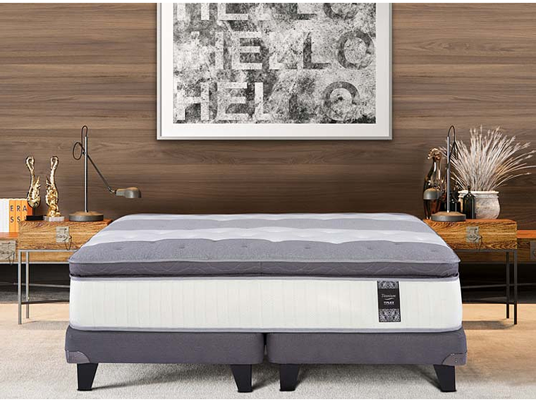 JUEGO DE DORMITORIO FLEX CAMA EUROPEA TITANIUM NEW BOX KING + SET COLONIA 7