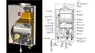 CALEFONT GAS NATURAL 18 LTS TIRO FORZADO. RHEEM