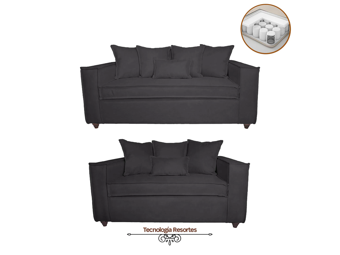 JUEGO DE LIVING DANTE 3 2 SOFA RESORTES 3 Y 2 CUERPOS COLOR GRIS MARENGO 3