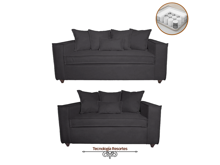 JUEGO DE LIVING DANTE 3 2 SOFA RESORTES 3 Y 2 CUERPOS COLOR GRIS MARENGO 3