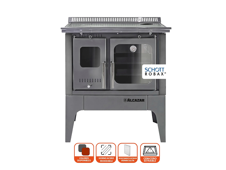 COCINA A LEÑA ALCAZAR EUROPEA S800 GRIS 2