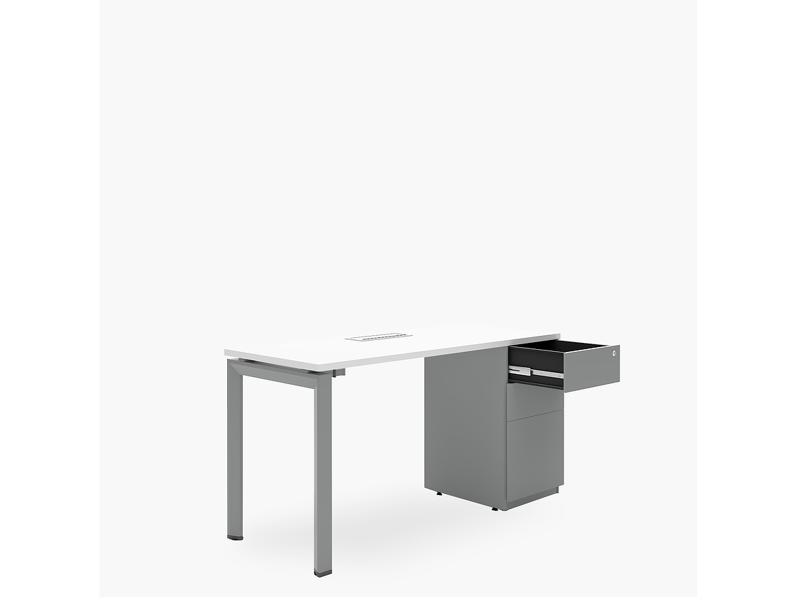 ESCRITORIO FORM OFFICE NEO CON PASACABLES 140X60 CON CAJONERA METALICA 3