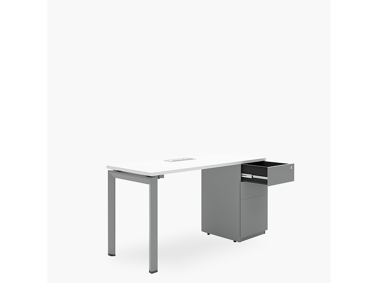 ESCRITORIO FORM OFFICE NEO CON PASACABLES 140X60 CON CAJONERA METALICA 3