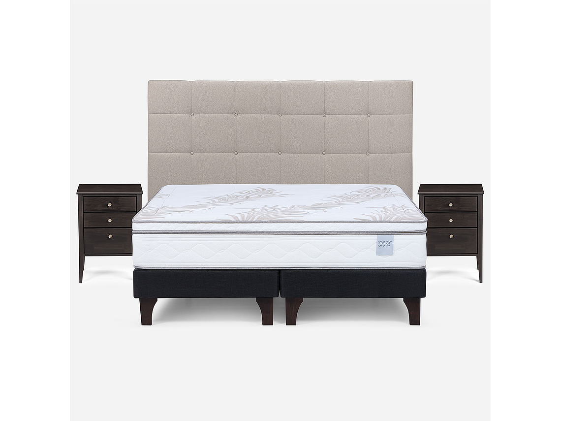 CAMA EUROPEA NEO PLUS KING + MUEBLES ISSEY BEIGE 1