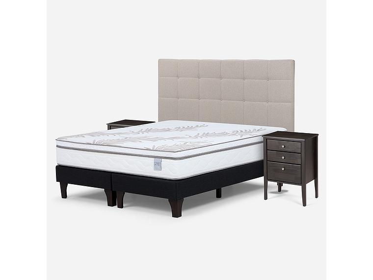 CAMA EUROPEA NEO PLUS KING + MUEBLES ISSEY BEIGE 2