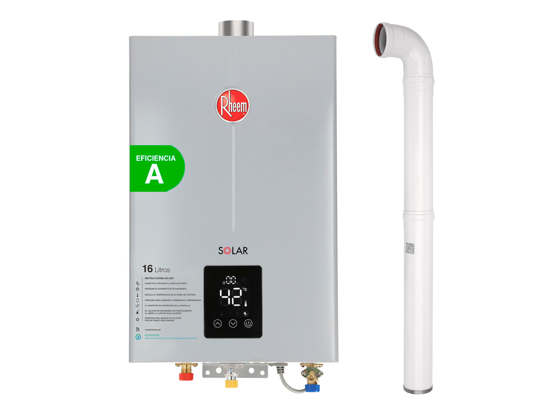 PACK CALEFONT RHEEM 16L. T.FORZADO G.LICUADO + KIT 1