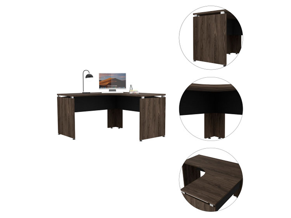 ESCRITORIO TUHOME L-140 -NEGRO SOFT/COÑAC 3