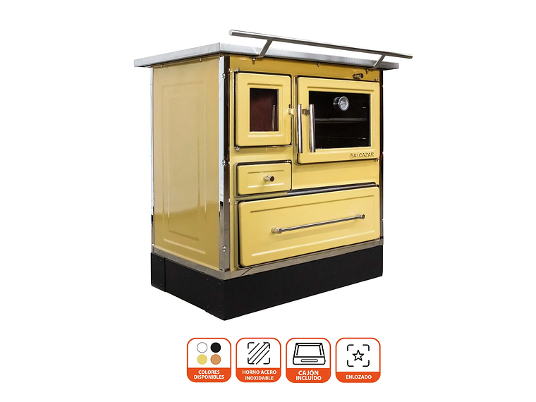 COCINA A LEÑA ALCAZAR CALBUCO MZ 80 AMARILLA 2