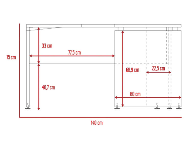 ESCRITORIO TUHOME L-140 -NEGRO SOFT/COÑAC 6