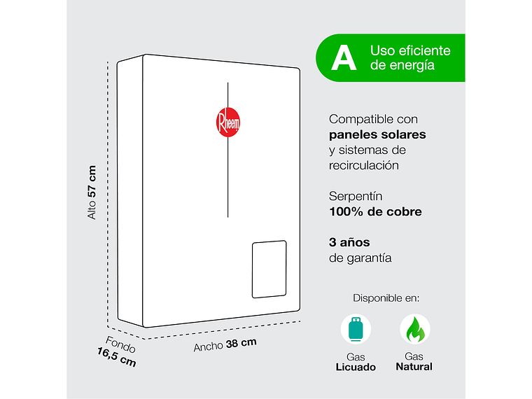 CALEFONT 21 LITROS GAS NATURAL TIRO FORZADO RHEEM 7
