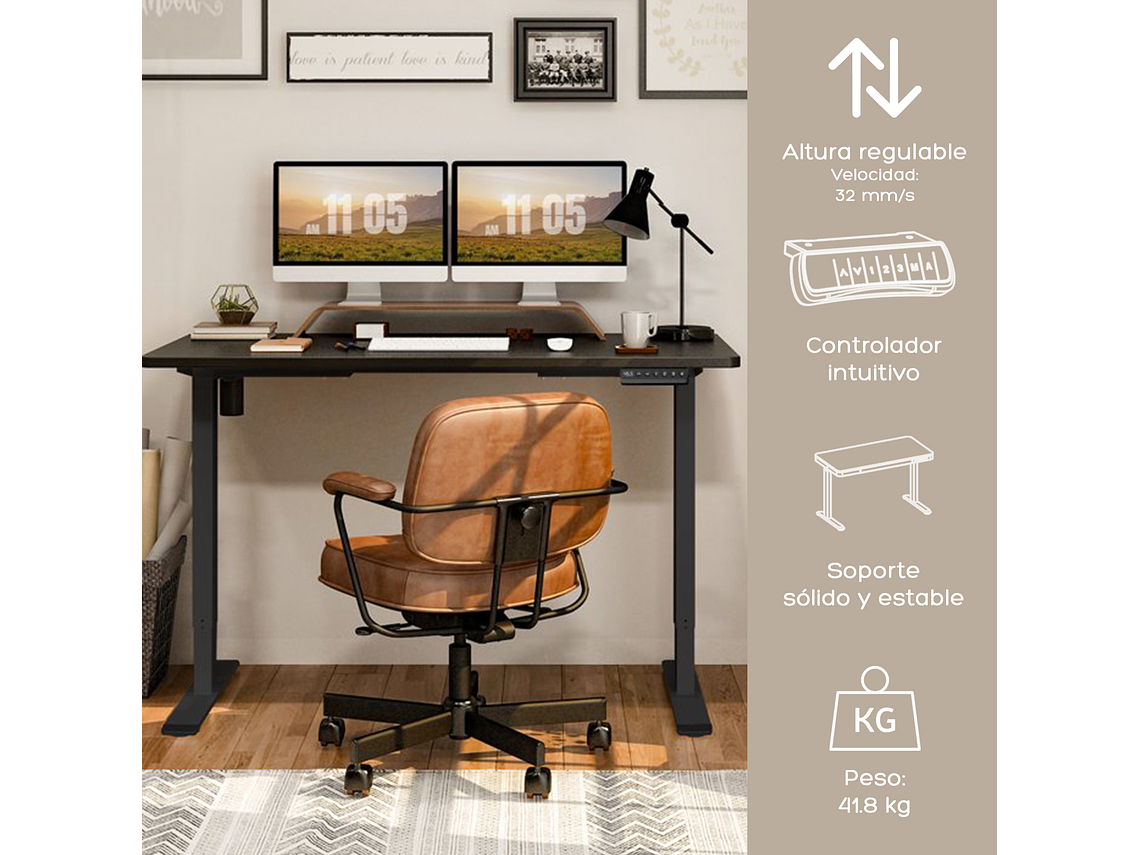 ESCRITORIO RELAN ELÉCTRICO TOP LIVING BLACK PRO+ STANDING DESK 8