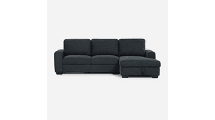 SOFÁ ROSEN 4 CUERPOS GRAFITO SECCIONAL BOSTON CON ALMACENAJE DERECHO TELA