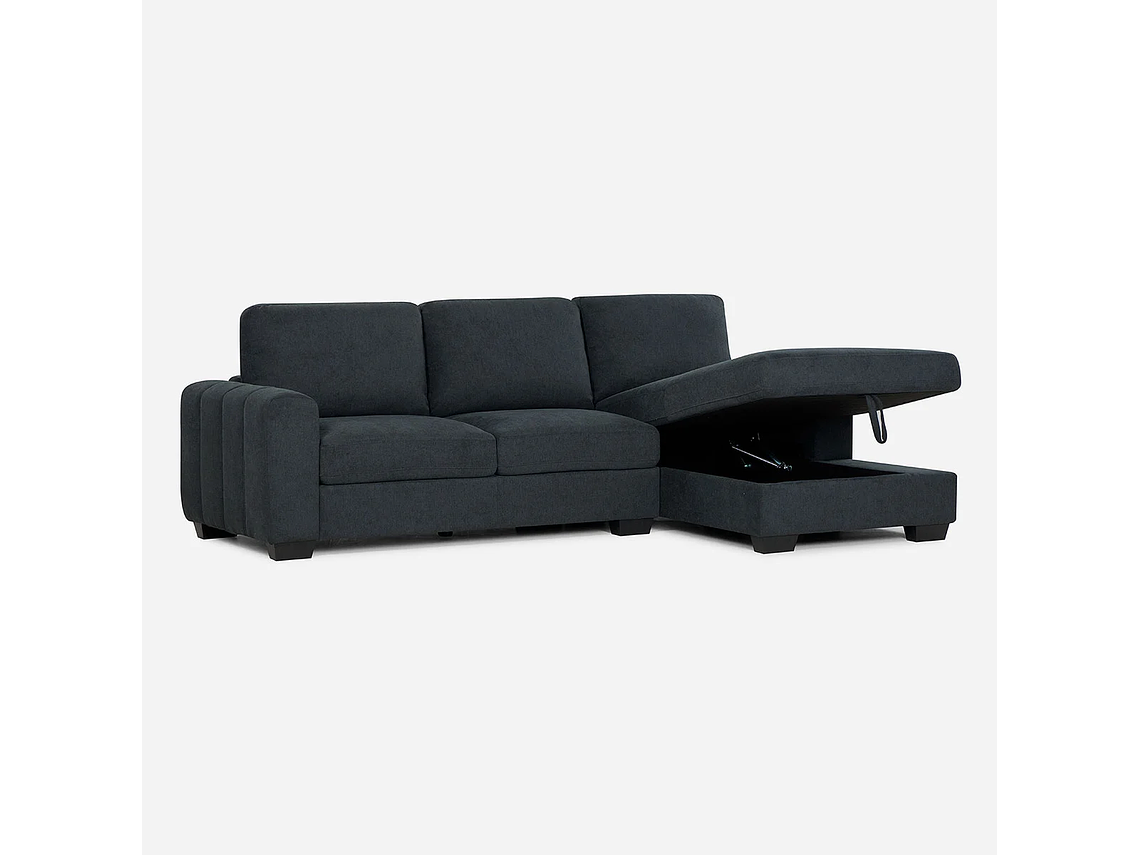 SOFÁ ROSEN 4 CUERPOS GRAFITO SECCIONAL BOSTON CON ALMACENAJE DERECHO TELA 2