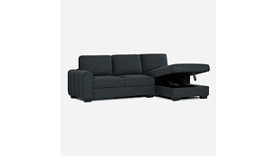 SOFÁ ROSEN 4 CUERPOS GRAFITO SECCIONAL BOSTON CON ALMACENAJE DERECHO TELA