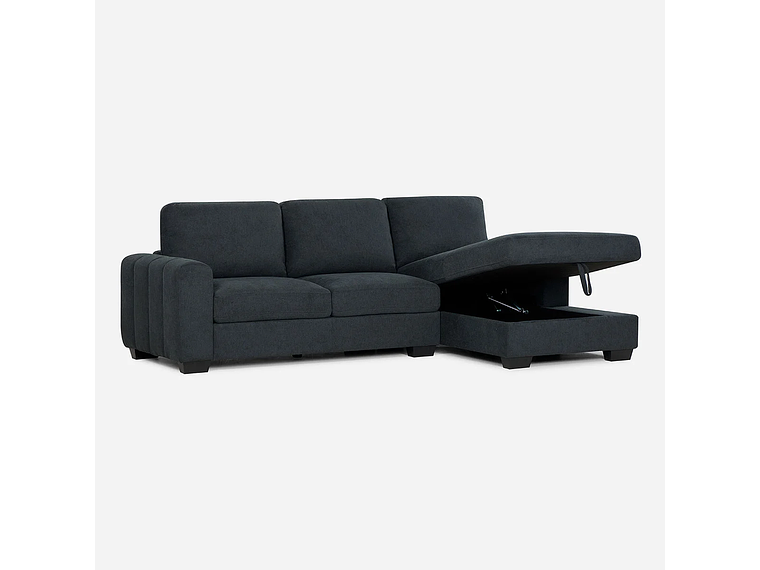 SOFÁ ROSEN 4 CUERPOS GRAFITO SECCIONAL BOSTON CON ALMACENAJE DERECHO TELA 2
