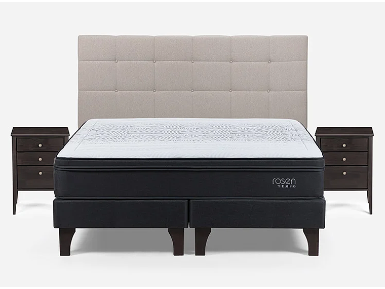 JUEGO DE DORMITORIO ROSEN CAMA EUROPEA TEMPO SÚPER KING GRAFITO + SET ISSEY NIEBLA 1