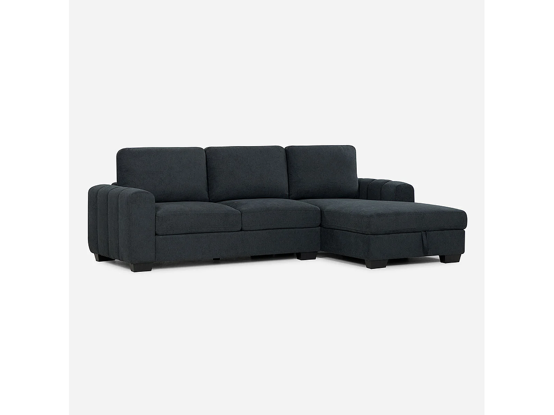 SOFÁ ROSEN 4 CUERPOS GRAFITO SECCIONAL BOSTON CON ALMACENAJE DERECHO TELA 5
