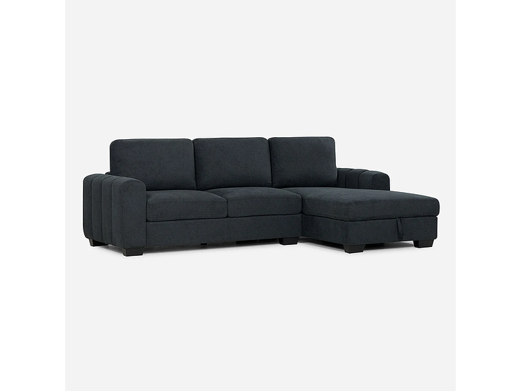 SOFÁ ROSEN 4 CUERPOS GRAFITO SECCIONAL BOSTON CON ALMACENAJE DERECHO TELA 5