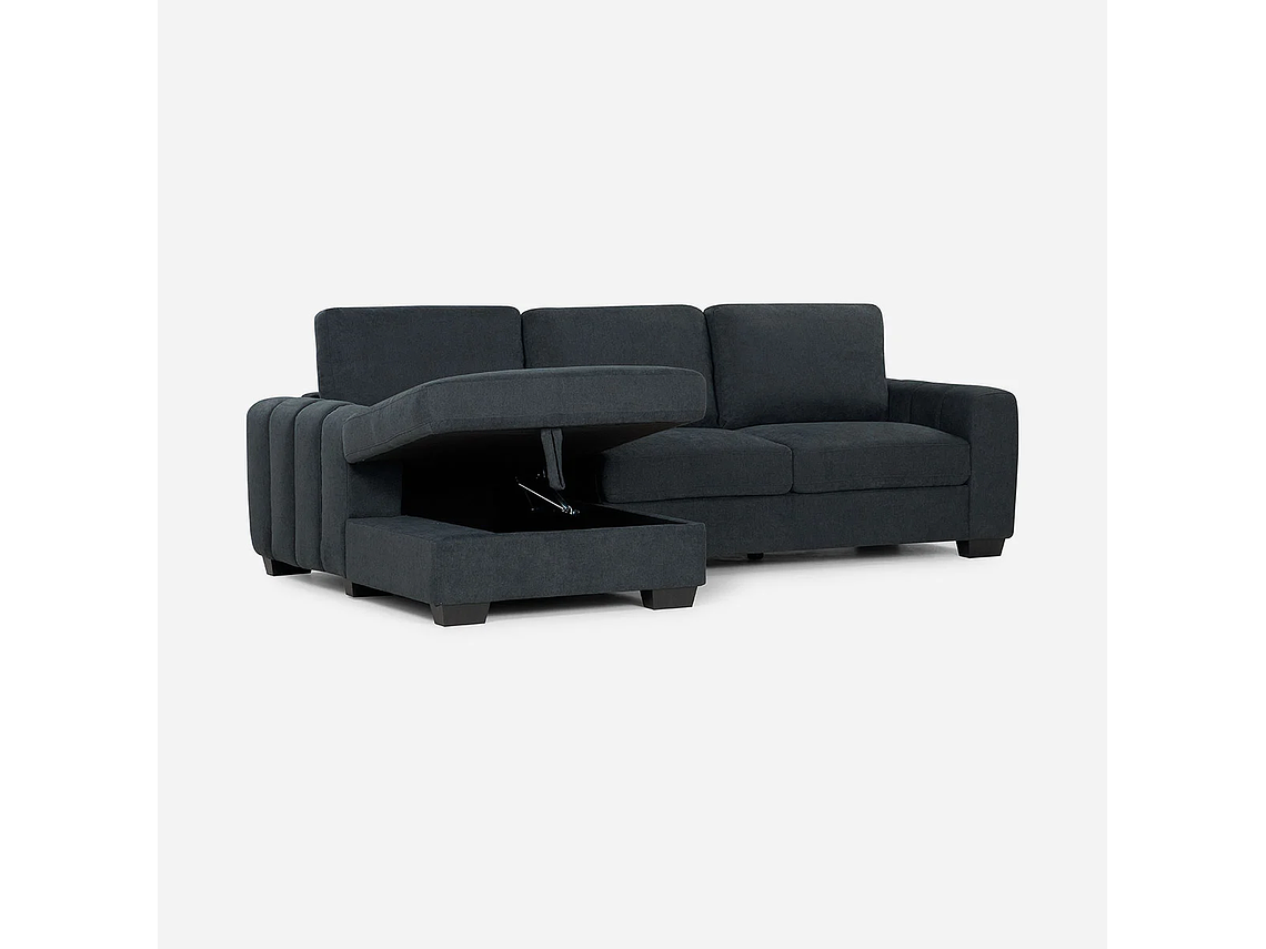 SOFÁ ROSEN 4 CUERPOS GRAFITO SECCIONAL BOSTON CON ALMACENAJE IZQUIERDO TELA 1
