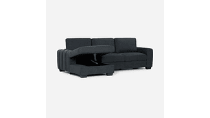 SOFÁ ROSEN 4 CUERPOS GRAFITO SECCIONAL BOSTON CON ALMACENAJE IZQUIERDO TELA