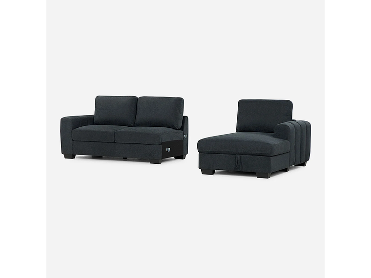 SOFÁ ROSEN 4 CUERPOS GRAFITO SECCIONAL BOSTON CON ALMACENAJE DERECHO TELA 8