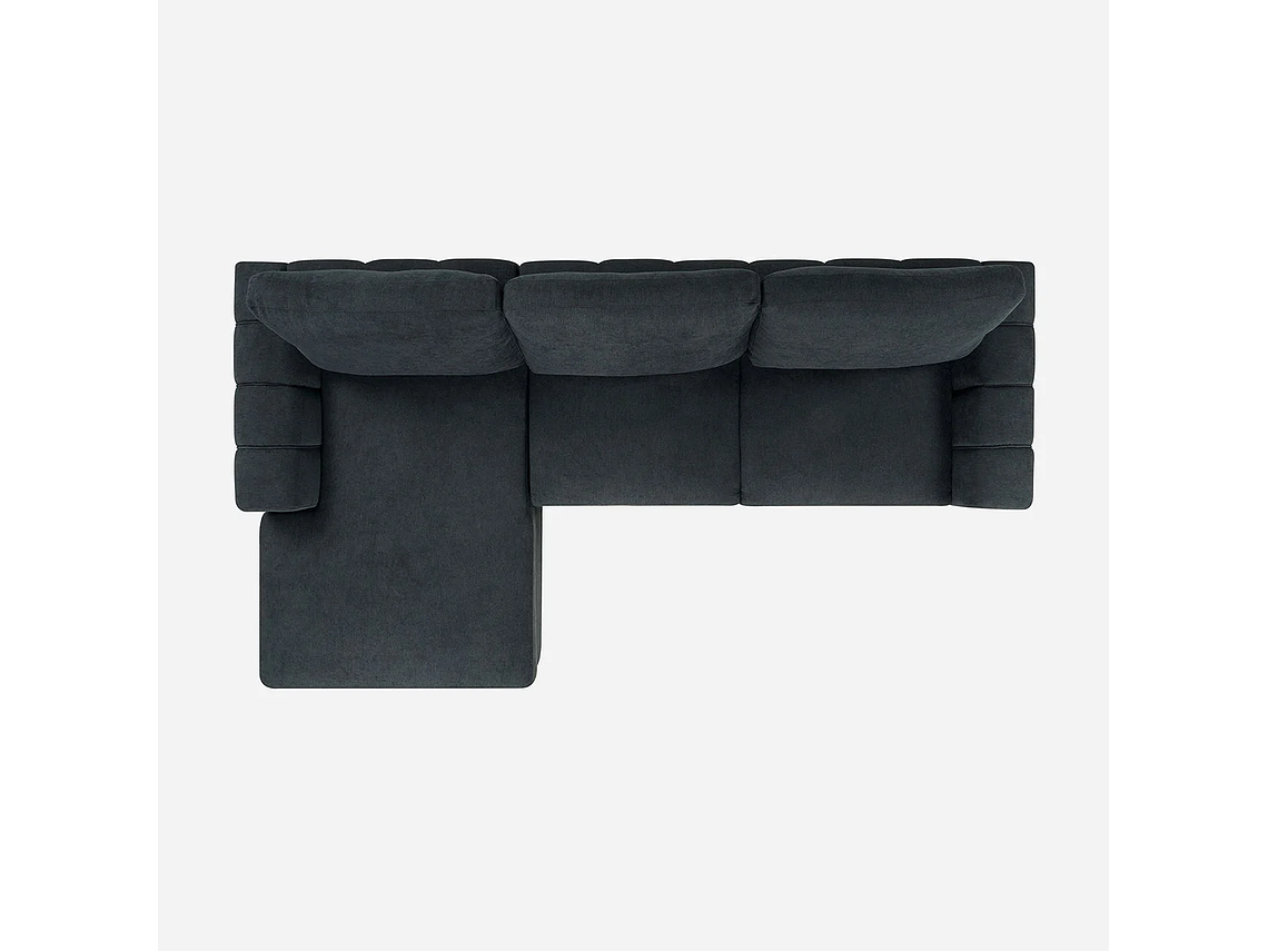 SOFÁ ROSEN 4 CUERPOS GRAFITO SECCIONAL BOSTON CON ALMACENAJE IZQUIERDO TELA 5