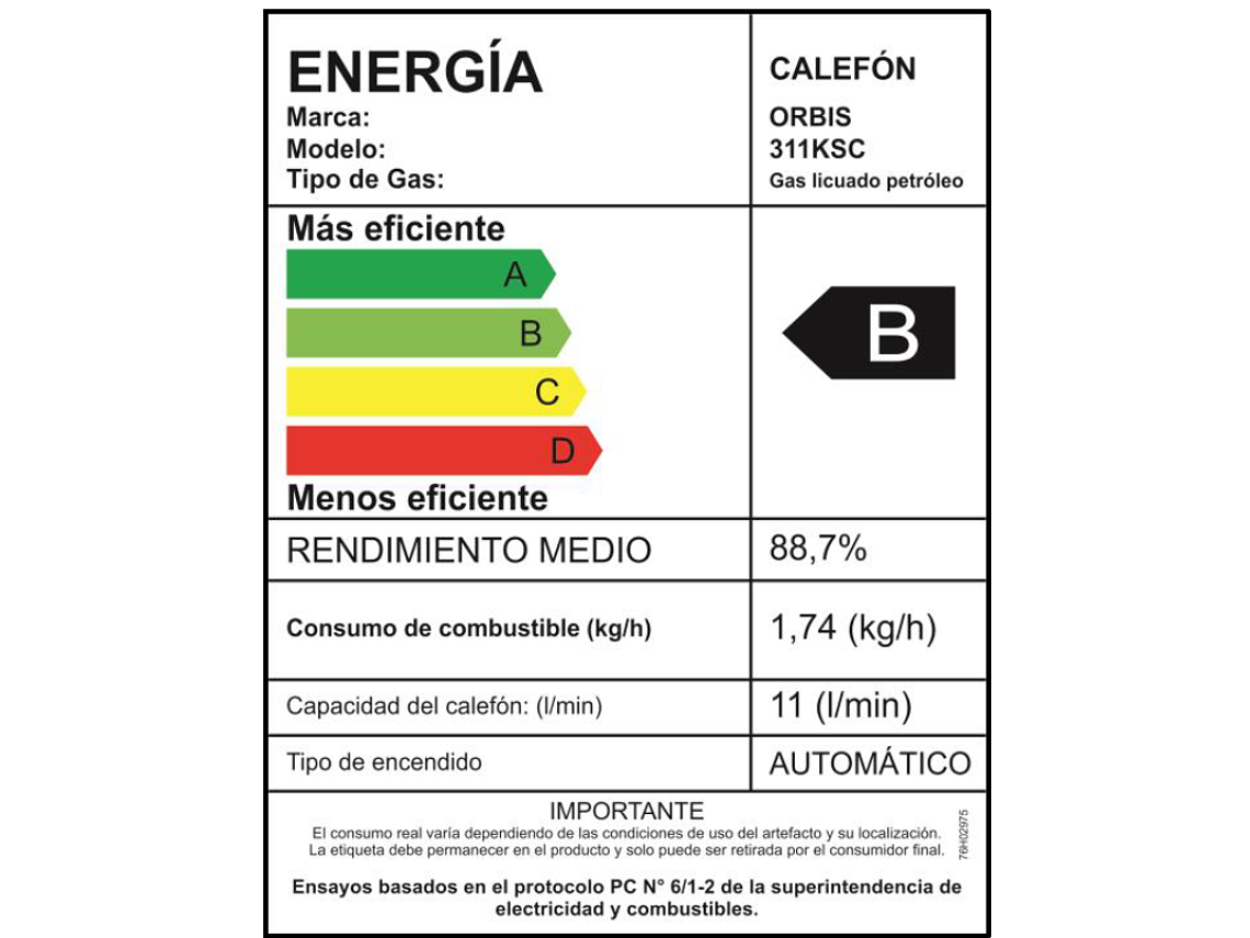CALEFONT GAS LICUADO MODULANTE 11 L/MIN - TIRO NATURAL - 5 MEMORIAS 6