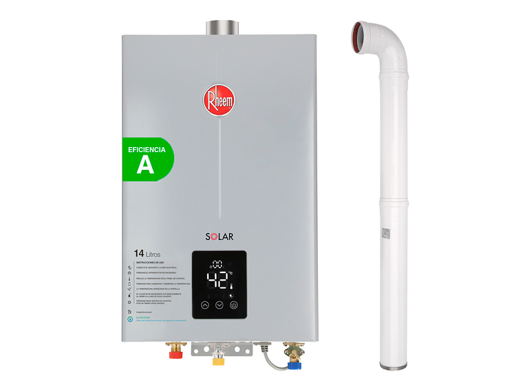 PACK CALEFONT RHEEM 14L. T.FORZADO G.LICUADO + KIT 1