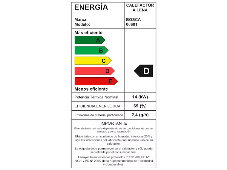 CALEFACTOR BOSCA A LEÑA LIMIT 480 CERT. 2