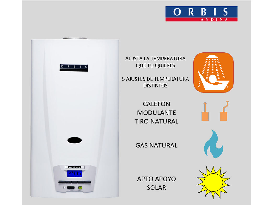 CALEFONT GAS NATURAL MODULANTE 11 L/MIN - TIRO NATURAL - 5 MEMORIAS 3