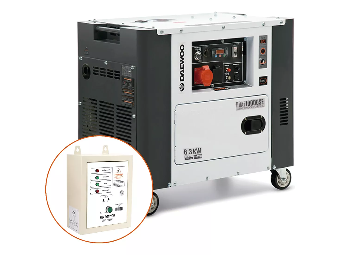 GENERADOR DIESEL 6.3KW INS 15HP + TABLERO TRANSF. ATS DAEWOO 3
