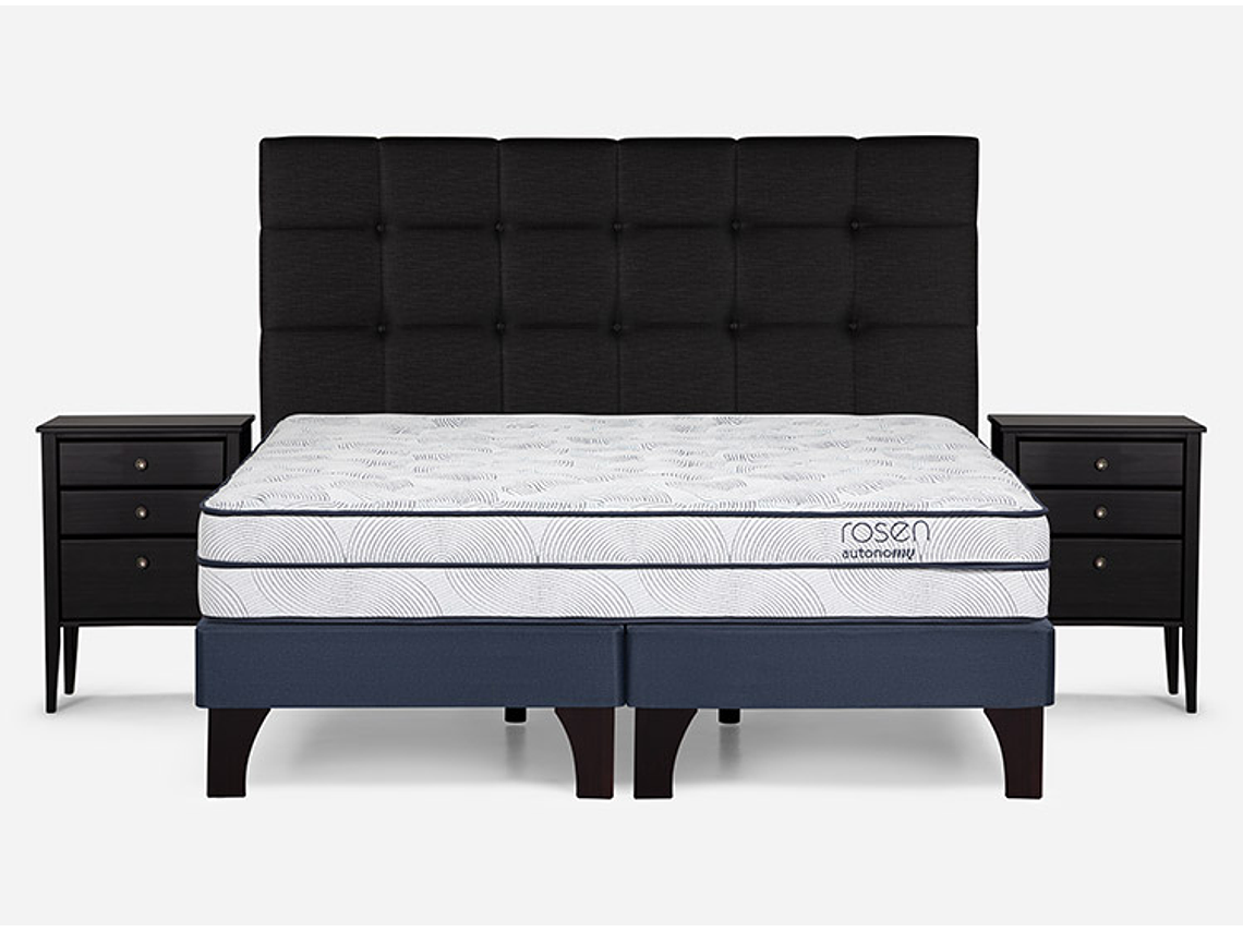 JUEGO DE DORMITORIO ROSEN CAMA EUROPEA AUTONOMY SKY KING AZUL + SET ISSEY GRIS 1