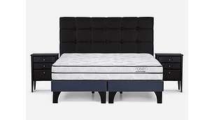 JUEGO DE DORMITORIO ROSEN CAMA EUROPEA AUTONOMY SKY KING AZUL + SET ISSEY GRIS