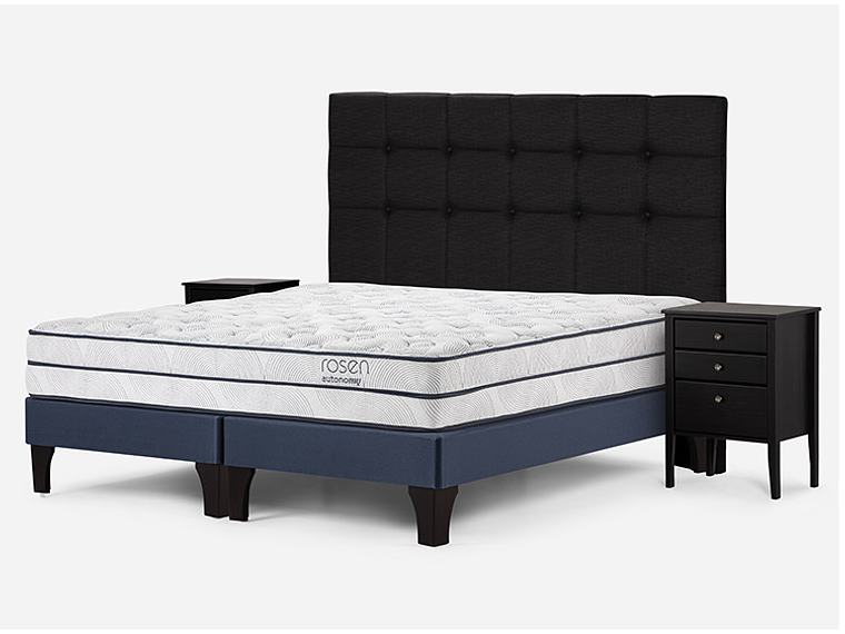 JUEGO DE DORMITORIO ROSEN CAMA EUROPEA AUTONOMY SKY KING AZUL + SET ISSEY GRIS 2