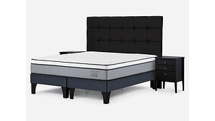 JUEGO DE DORMITORIO ROSEN CAMA EUROPEA INDIE KING AZUL + SET ISSEY GRIS