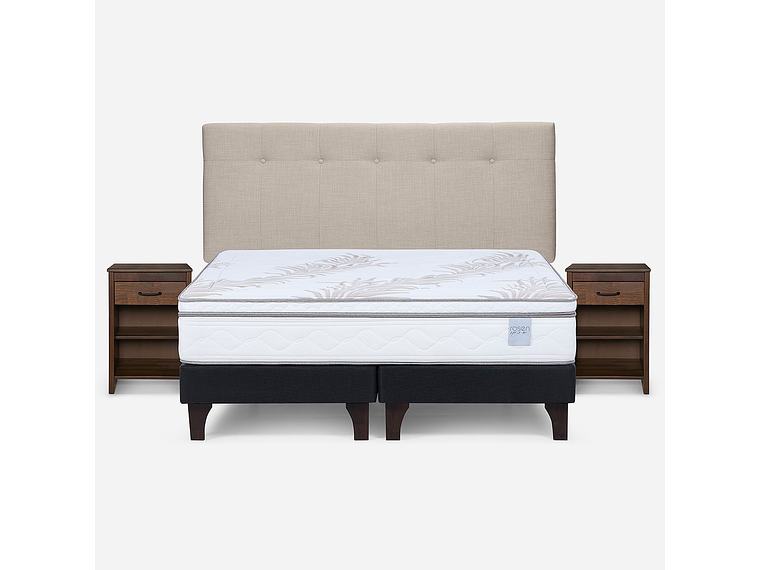 CAMA EUROPEA NEO PLUS KING+RESPALDO N BENNET NATURAL+VELADOR 1