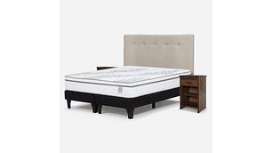 CAMA EUROPEA NEO PLUS KING+RESPALDO N BENNET NATURAL+VELADOR