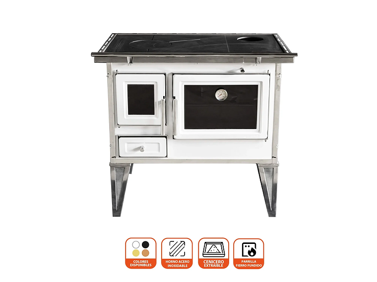 COCINA A LEÑA ALCAZAR CALBUCO L80 BLANCA 2