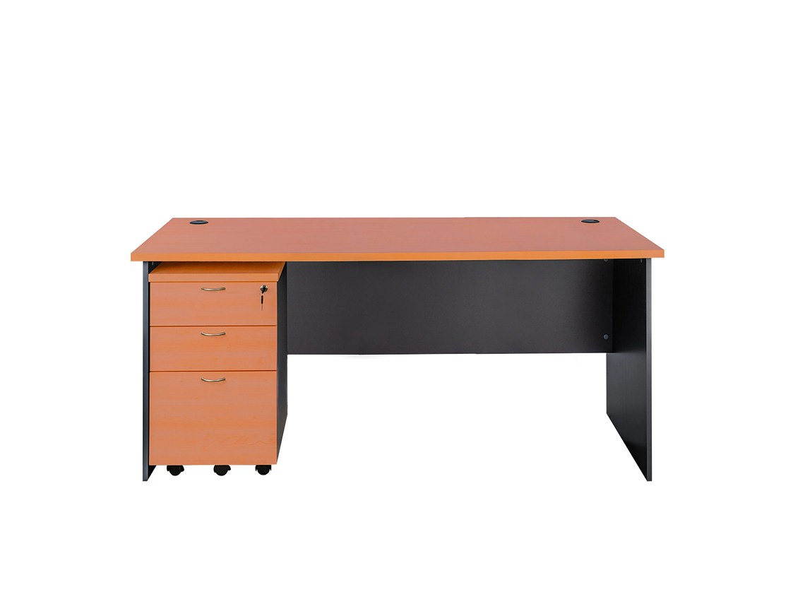 ESCRITORIO ESTANDAR 150 X 60 CM. CON CAJONERA MÓVIL KARDEX. COLOR ALERCE Y GRAFITO 1