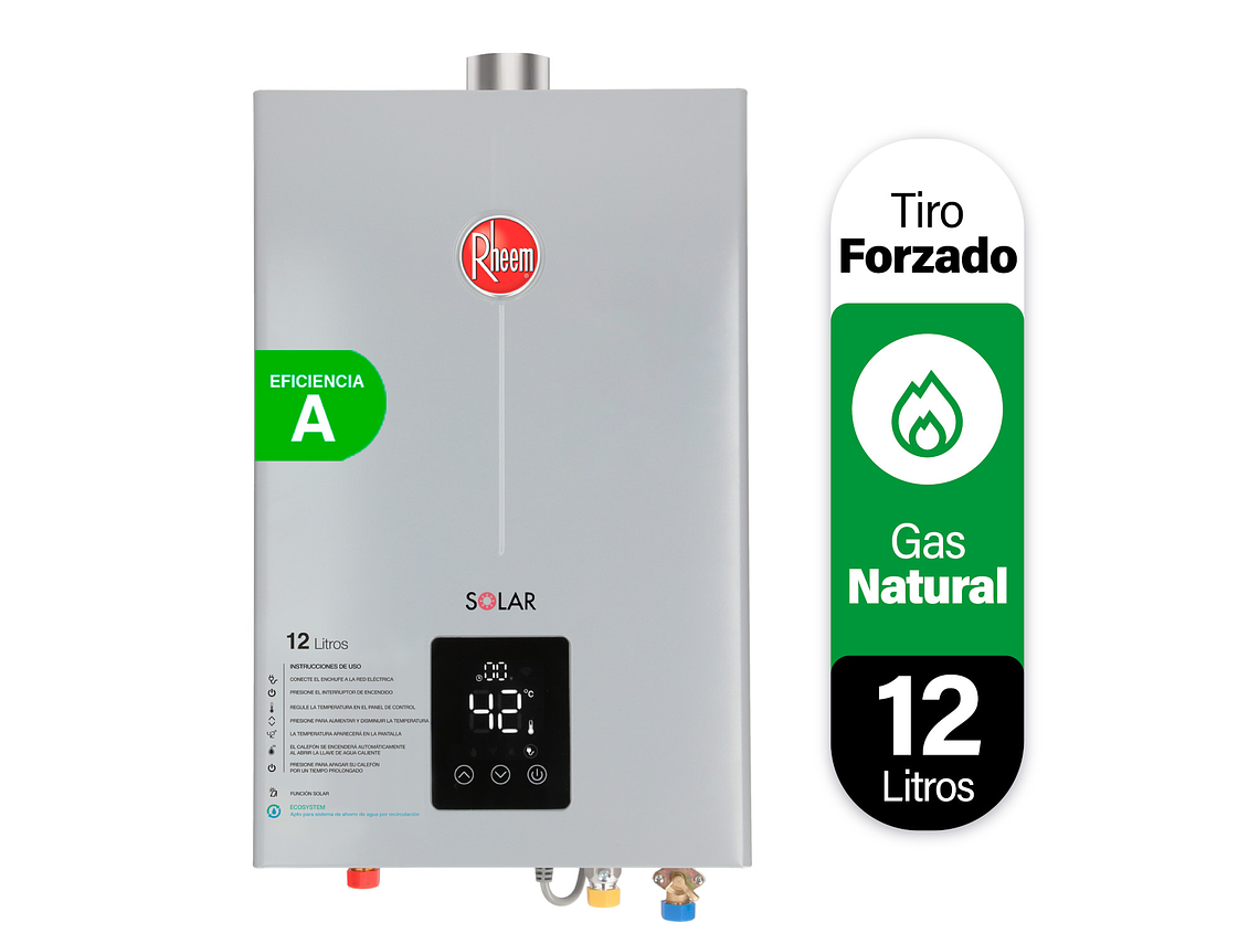 CALEFONT 12 LITROS GAS NATURAL TIRO FORZADO RHEEM 3