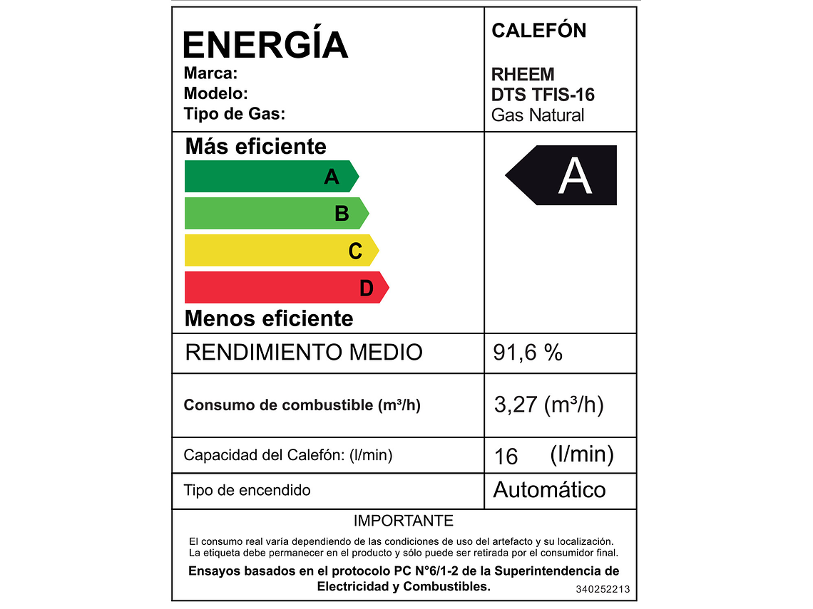 CALEFONT 16 LITROS GAS NATURAL TIRO FORZADO RHEEM 6